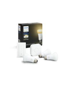 Kit de démarrage Philips Hue White Ambiance avec 3 ampoules E27, pont et télécommande pour une ambiance personnalisée