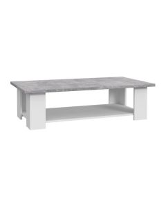 Table basse rectangulaire Pilvi - blanc et béton gris clair - 110 x 60 cm