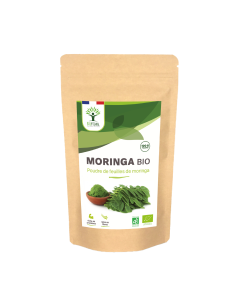 Moringa Bio - 100% Feuilles de Moringa Oleifera en Poudre - Glycémie - Conditionné en France - Vegan - 100g
