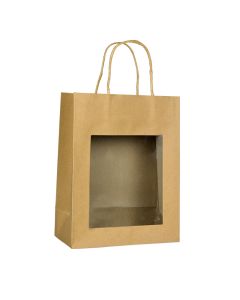 Sac vitrine kraft brun poignées torsadées 22+11×28cm par 240
