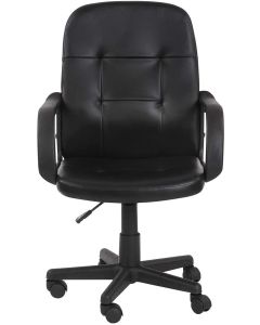 Chaise de bureau pivotante avec hauteur réglable siège ergonomique en synthétique noir fauteuil de bureau pour ordinateur gamer