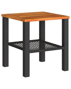 Table de jardin noir 40x40x42 cm résine tressée et bois acacia