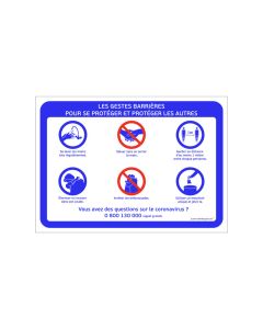 Autocollant "GESTES BARRIERES" format A3