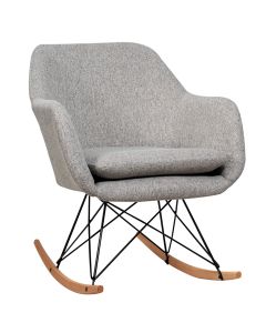 Chaise à bascule d'appoint chaise d'appoint à bascule dossier ergonomique haut accoudoirs en bois de hêtre massif coussin de siège rembourré gris