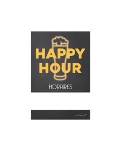 Sticker autocollant "HAPPY HOUR HORAIRES" dimensions 61 x 41 cm