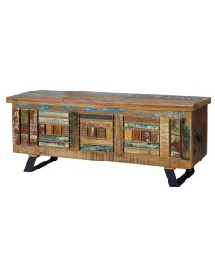 Malle exclusive en bois recyclé multicolore