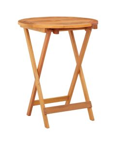 Table de jardin pliable en bois d'eucalyptus massif ø60x75 cm - Résistant aux intempéries et durable