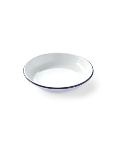 Assiette creuse blanche liseré bleu Ø220 mm - Hendi