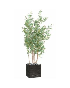 Joli faux eucalyptus en pot H 160 cm feuillage tissu vert