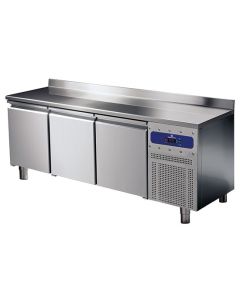 Table Réfrigérée en Inox 600 mm 3 Portes avec Dosseret - Mastro