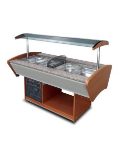 Buffet de service mixte central professionnel réfrigéré 4 bacs GN 1/ 1 - Furnotel