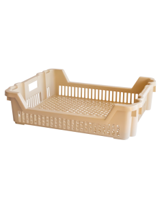 Caisse à viennoiseries ajourée empilable emboîtable 620 x 500 x 155 mm - 33 L - beige