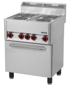 Fourneau électrique 4 feux avec four électrique ventilé GN 1/1 66 - Casselin