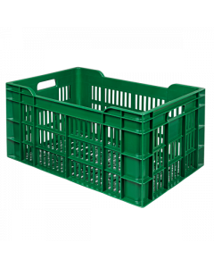 Caisse ajourée PEHD recyclé empilable 600 x 400  - Vert 60 L Gilac