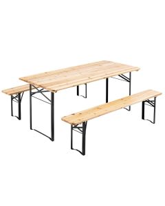 5 Tables pliantes 180x80x76cm + 10 bancs pliants bois