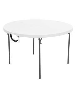 Table ronde pliante en 2 blanche Ø 122 cm.