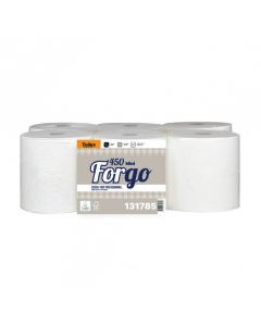 Essuie-mains 450 formats - 2 plis gaufré blancs pure ouate - FORGO Ecolabel x 6 rouleaux - Daily K