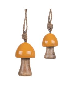 Sets de 2 suspensions champignon jaune en bois (lot de 4)