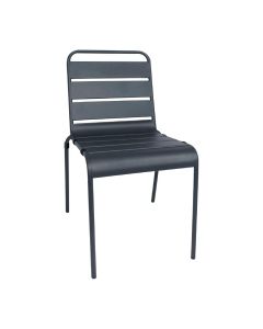 Chaise à lattes en acier Bolero grise lot de 4 -