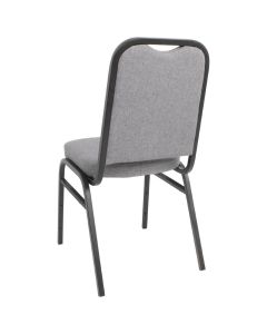 Chaise de banquet avec dossier carré et tissu gris - Lot de 4 - 