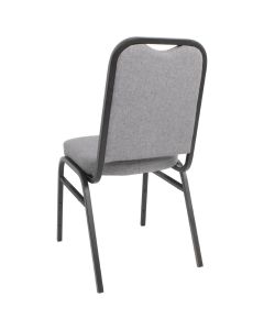 Chaise de banquet avec dossier carré et tissu gris - Lot de 4 -
