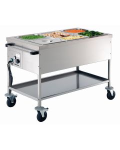 Chariot bain-marie professionnel 3 Bacs GN 1/1 sans Robinet - Bartscher