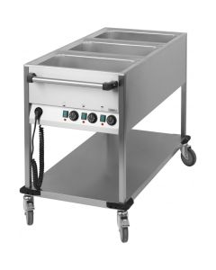 Chariot Bain Marie à Eau - 3 Cuves GN 1/1 - Casselin