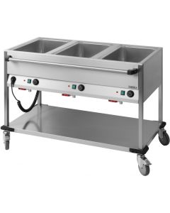Chariot Bain Marie à Eau Buffet - 3 Bacs GN 1/1 - Casselin