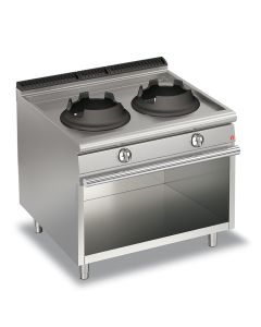 Cuisinière Wok à Gaz - 2 feux sur placard ouvert - P 700 - 20 kW - Baron