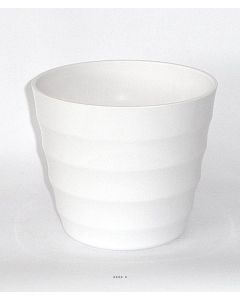 Pot en plastique blanc brillant cache pot H14 cm D16,50 cm Blanc neige