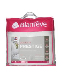 Couette 140x200 cm Blanreve Prestige Chaude en Polyester avec Enveloppe Satin Rayé pour 1 Personne