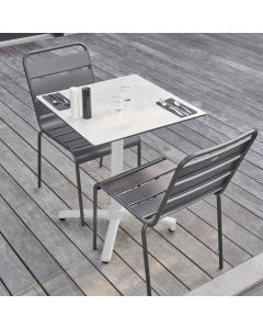 Ensemble table de terrasse stratifié béton gris et 2 chaises gris