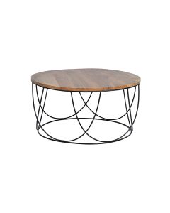 Table basse en manguier et détails en métal
