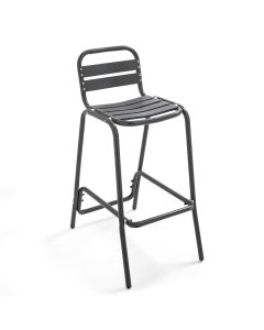 Tabouret haut en aluminium anodisé gris
