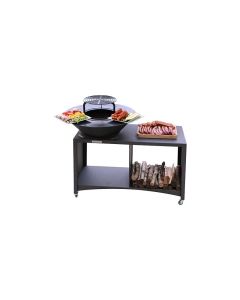 Table brasero barbecue ISLAND avec plaque et grille amovible en acier