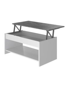 Table basse relevable HAPPY - blanc et gris - L 100 cm