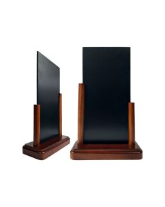 Porte menu de table en bois couleur acajou avec ardoise dimensions 20 x 10 cm - Lot de 2