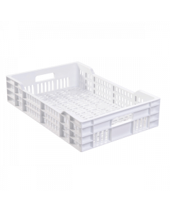 Caisse ajourée avec poignées 600 x 400  - Blanc 25 L Gilac