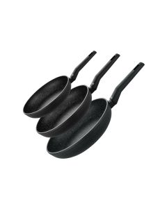 Set de 3 poêles à frire 20 cm 24 cm et 28 cm en aluminium forgé Elo Granit Solution