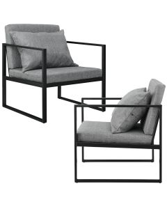 Lot de 2 fauteuils design de salon avec accoudoirs siège et dossier rembourré armature solide housse en polyester 70 x 60 x 60 gris