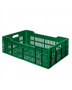 Caisse ajourée PEHD recyclé empilable 600 x 400  - Vert 40 L Gilac