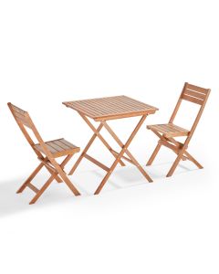 Table et 2 chaises pliante en bois d'eucalyptus