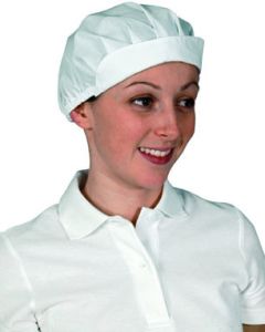 Casquette de cuisine basse pour femme en tissu blanc