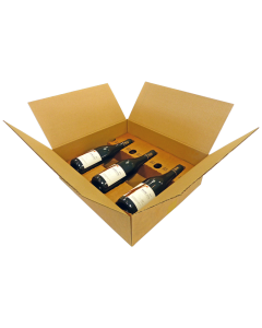 Caisse 3 bouteilles en carton brun 38x42x14 par 25 unités