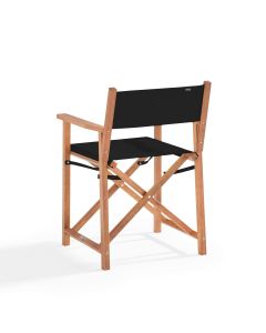 Lot de 2 chaises pliantes en bois d'eucalyptus et textilène noir