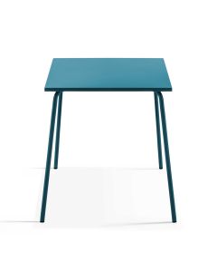 Ensemble table de terrasse carrée et 2 chaises bistrot bleu pacific