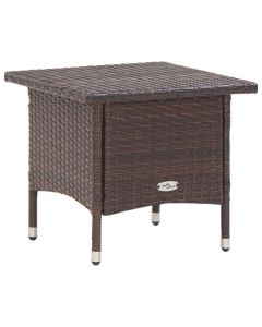 Table à thé en résine tressée marron 50x50x47 cm pour jardin et terrasse