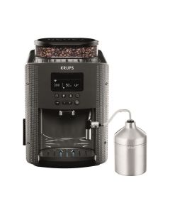 Krups machine a café broyeur grain, mousseur de lait, 2 tasses espressos simultané, nettoyage automatique, essential grise yy5