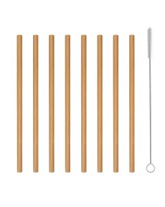 Set de 8 pailles en bambou avec goupillon
