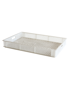 Caisse finement ajourée avec poignées 600 x 400 mm  - Blanc 14 L Gilac
